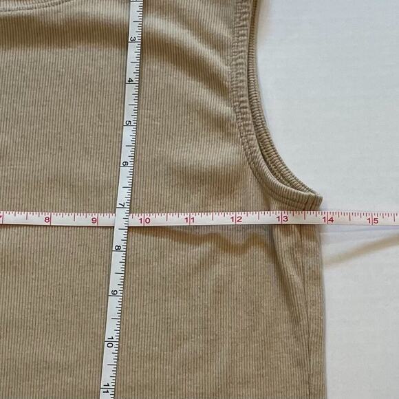 Rachel Zoe Tan/Beige/Neutral Sleeveless Mock Neck Ribbed Top, Soft, Pima, S - Picture 8 of 9